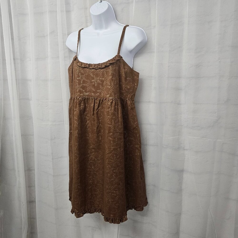 Vineyard Vines Dress Y2K Brown Starfish Beach Resort Preppy Linen Blend 10 - Picture 5 of 12